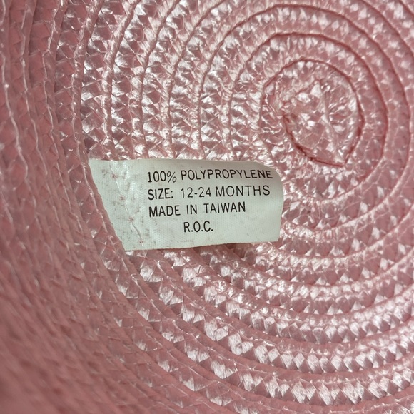 Vintage R.O.C. Toddler Girl 12-24 Months Pink Straw With White Lace/Pink Ribbon - Picture 4 of 5